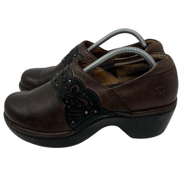 Ariat Tambour Brown Clogs Distress - Picture 7 of 13